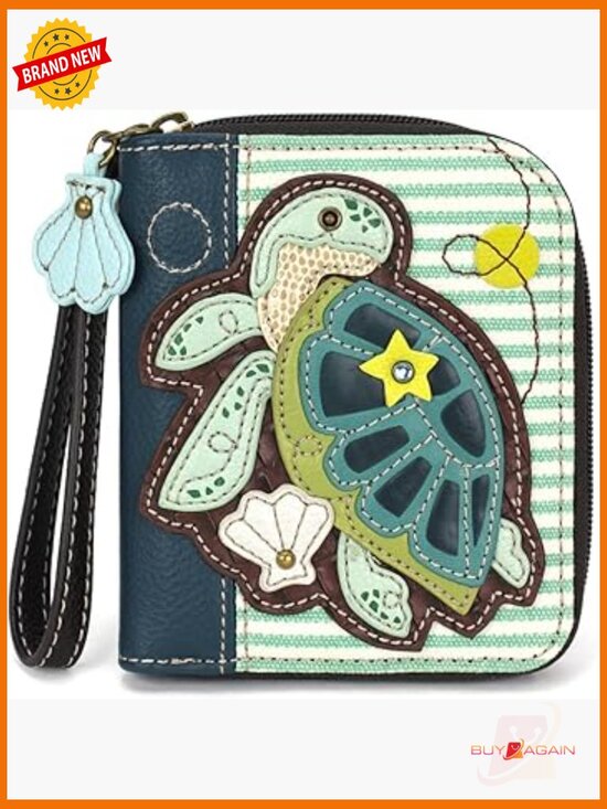 Handbags - Zip Around Wallet with Wristlet - 8 Card Slots, Faux Leather, Compact